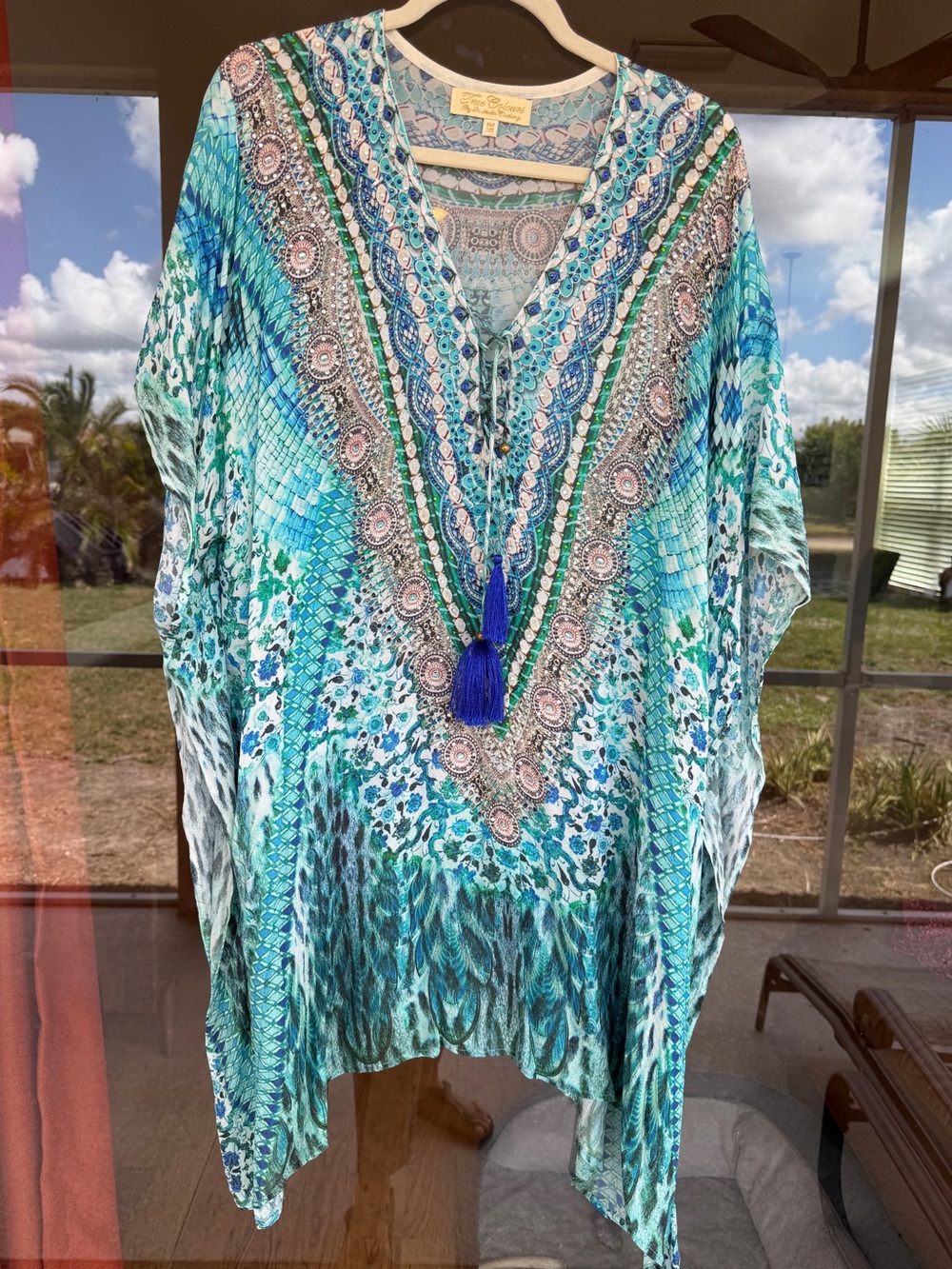 👉🏼LIKE NEW👈🏼 Flowing Maxi Kaftan Dress- Luxury Beach Resort Wear by True Colours